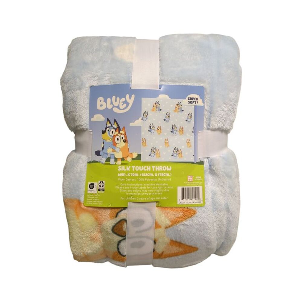Jay Franco Licensed Silk Touch Polyester Fleece Throw Blanket, 60"x70" - Bluey